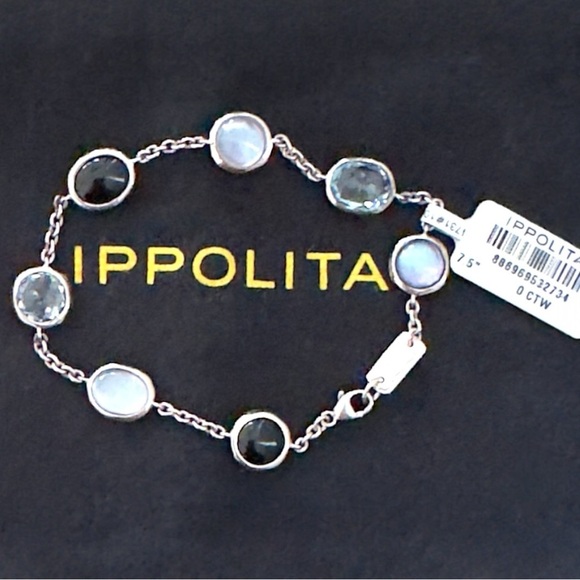IPPOLITA LUCE 7-STONE CHAIN BRACELET IN STERLING SILVER MOTHER OF PEARL NEW - Picture 12 of 14